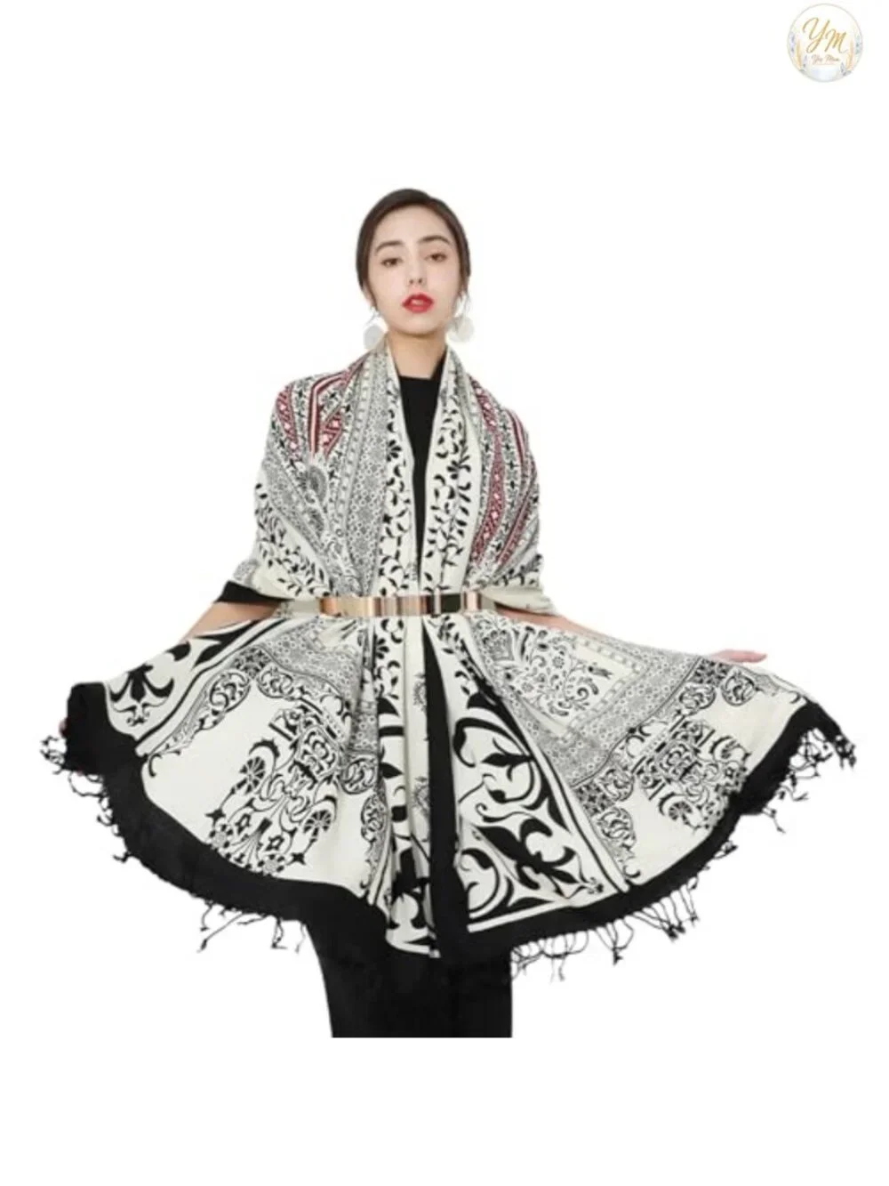 100% Merino Wool Oversized Pashmina Shawl Wrap for Women